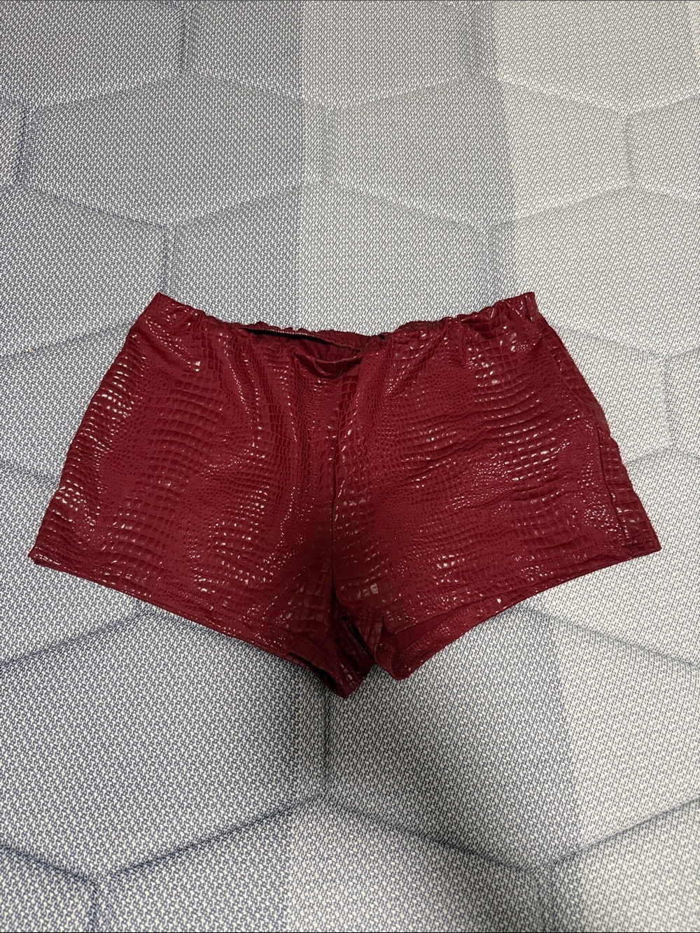 SHEIN Burgundy Shiny Dress Shorts